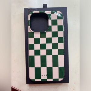 Burga green checkered iPhone 13 pro case